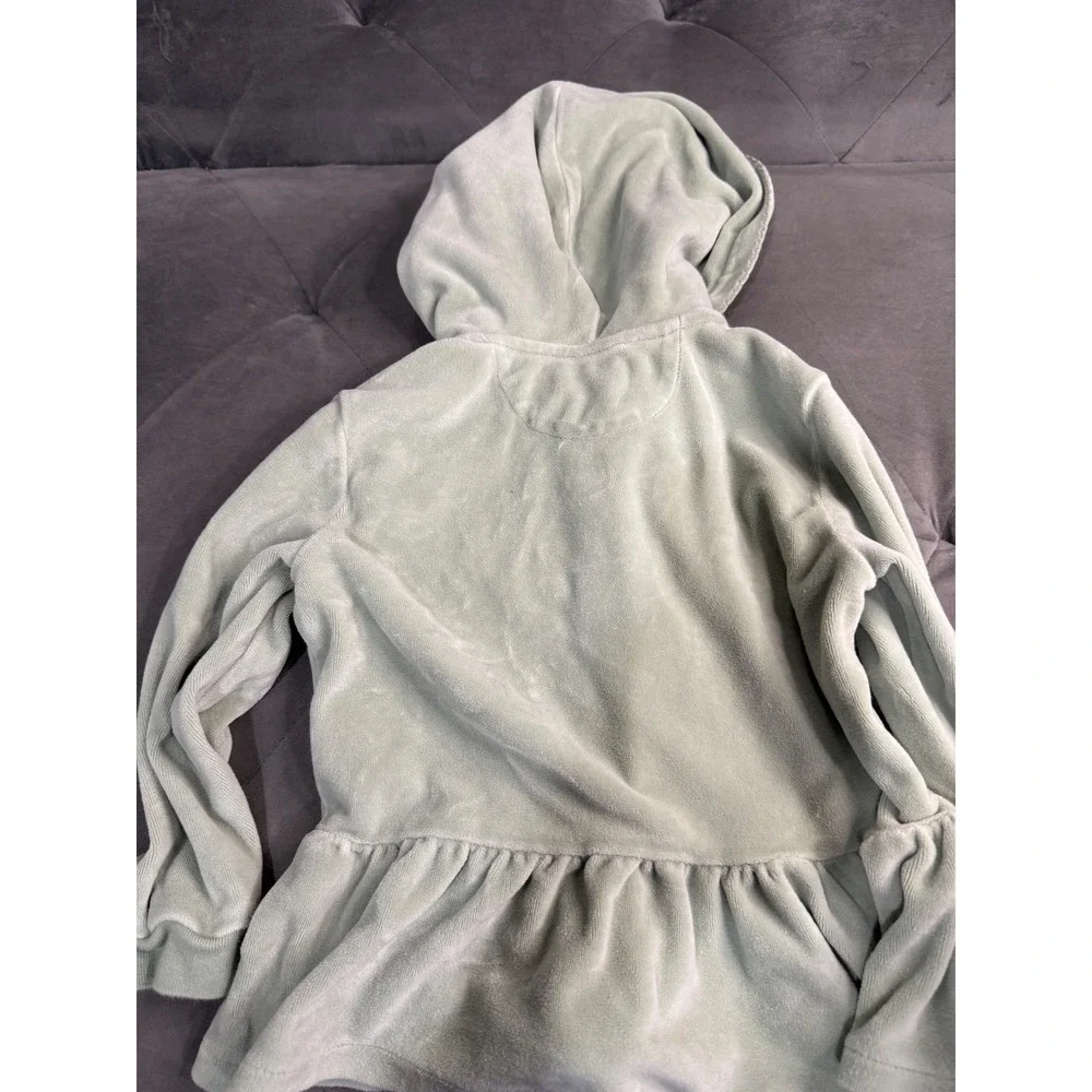 Ralph Lauren Toddler Girls Sage Green Velour Peplum Full Zip Hoodie Size‎ 24M